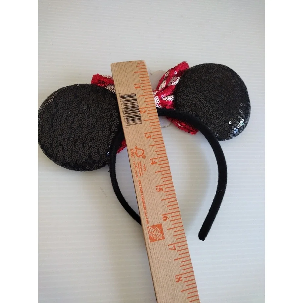 Minnie Mouse Inspired Sequins Headband Kids Red Black Studs Bow Ears‎ Polka Dot